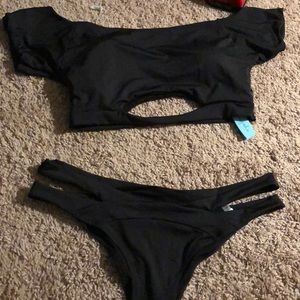 Cupshe Black two piece bathing suit